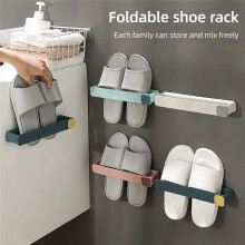 Bathroom Slipper Rack No Need to Drill Holes Wall-Mounted Integrated Shoe Rack Space-Saving Bathroom Rack B
