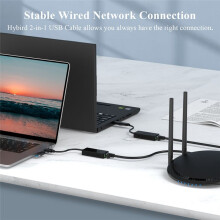 Wavlink USB C to 2.5G Ethernet Adapter 2-in-1 Gigabit Wired Network Card to RJ45 Network Cable Converter for Windows OS