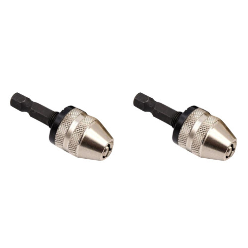 2Pcs Silver Drill Chuck Keyless Aluminum Alloy Strong and Rustproof 1
