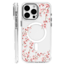 Case for iPhone 16 Pro MagSafe Compatible Slim Shockproof Silicone Cover in Peach Blossom