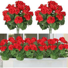 2 Stück künstliche Blumen, Seidengeranien-Kunstblumen für den Außenbereich, langlebige dekorative Kunstblumen
