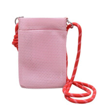 Sweet Mesh Bag Solid Color Storage Mobile Phone Bag Hollow Shoulder Bag for Teenager