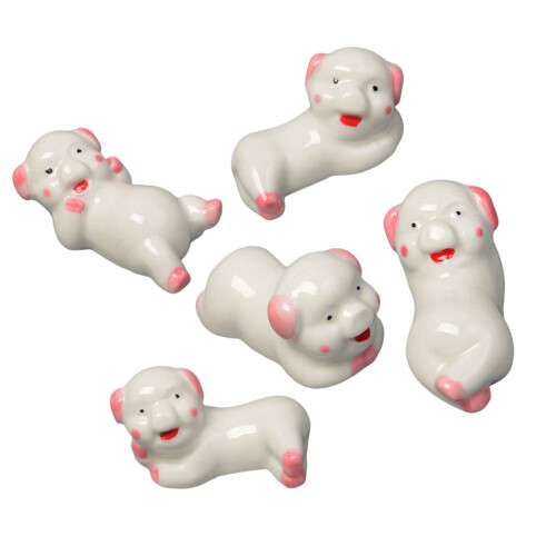 5Pcs Ceramic Pig Chopstick Rest White Chopstick Holder Spoon Stand 1