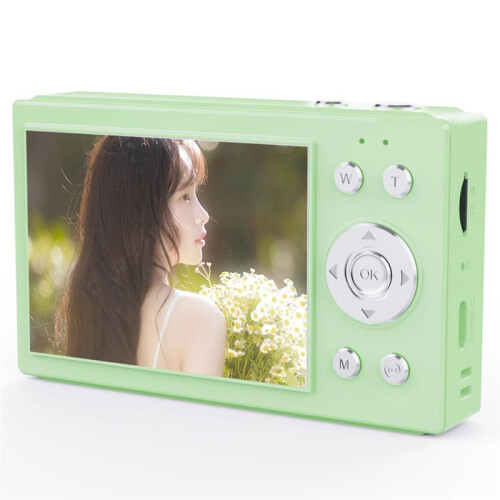 Câmera Digital CCD 4K, 64 MP, Zoom Digital de 16X, Câmera de Vídeo Digital Wi-Fi com Tela de 2,8 Polegadas, Cartão  de 64 GB, Verde