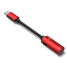 2-In-1 USB-C to 3.5mm Audio Adapter & Charger for Mobile Phone Adapter Red