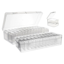 Perlen-Aufbewahrungsbehälter, 48 Kleine Transparente Perlen-Organizer-Box Aus Kunststoff mit Klappdeckel, Bastel-Organizer und Aufbewahrung, 2 Sets