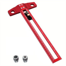 Woodworking 2-In1 Drilling Positioning Scoring Ruler Scriber Marking T Square Dowelling Jig with 6/8/10mm Drill Sleeve A