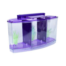 -Zuchtbecken, Aquarium, LED, Acryl, Dreigeteilt, Zucht-Isolationsbox für Kleine Fische, Lila