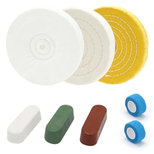 Rodas de Polimento de Polimento de 6 Polegadas, para Moedor de Bancada, com Compostos de Corte e Polimento de Polimento, com Bandagem Não Tecida 1