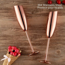 Conjunto de 4 Flautas de Vino de Champán de Acero Inoxidable Vasos Oro Rosa Irrompible Inastillable