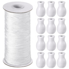 109,36 Yards Roman Blind Cord Raided Lift Shade Cord och 12 Stycken Wood Blind Pull Cord Knoppar för DIY Roman Blind