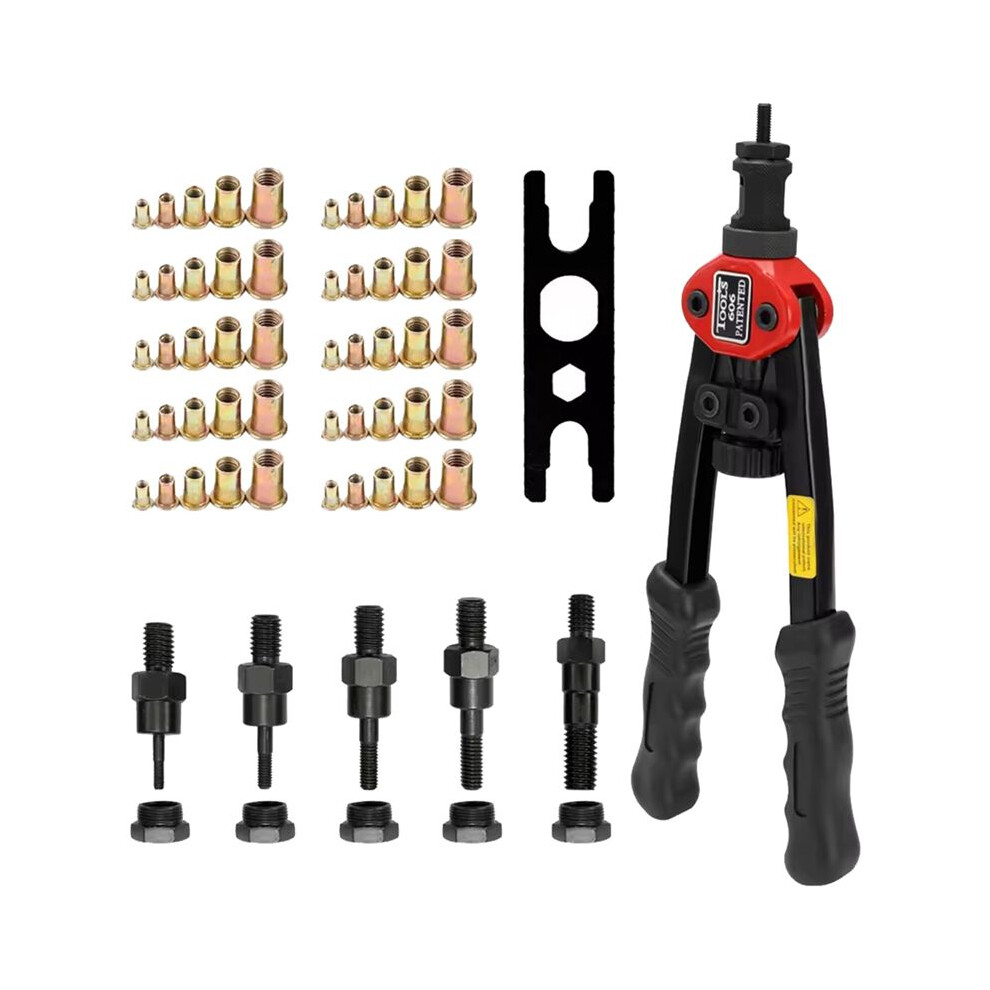 50Pcs Rivet Nut +Hand Threaded Rivet Nuts-Gun Bt606 M3 M4/M5 M6 M8 Double Insert Riveting Rivnut Rivet Tool 4712297841131