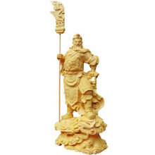 Chinese GuanYu Statue Traditional Wood Carving Figurine God of Wealth Statue Home Tabletop Decor Good Luck Sculpture