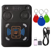 NFC RFID Chip Card Reader Copier+3XUID Keychain IC 13.56Mhz ID 125Khz 250Khz 375Khz RFID Token Clone Duplicator