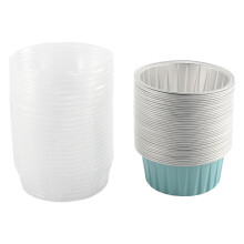 100 StüCke 5Oz 125Ml Einweg Kuchen Back Becher Muffin Liner Becher mit Deckel Aluminium Folie Cupcake Back Becher Blau