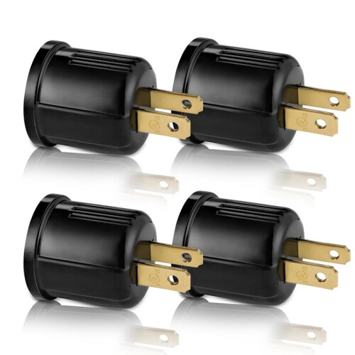 Outlet to Socket Adapter Plug-in Light Socket Convert Outlet to Light Bulb Socket Polarized US Plug