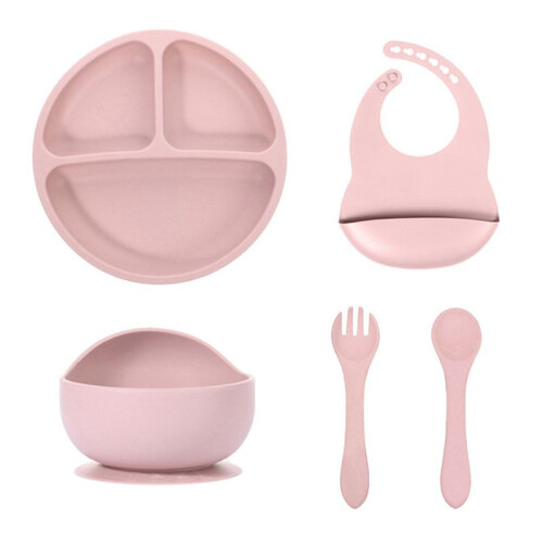 Baby Feeding Set, with Strong Suction, Silicone Tableware, Used to Hold Solid Food.