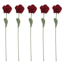 Modern Elegant Artificial Flowers Home Decoration Table Knitted Rose Wedding Art Valentine'S Day Gift