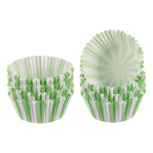 500PCS Green Striped Cupcakes with Colored Striped Baking Paper for Party Cake Decoration.