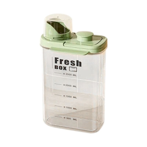 Transparent Kitchen Grain Storage Container with Handle, 2800ml, Moisture-Proof and Insect-Resistant Green