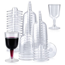 50 StüCke Durchsichtiges Wein Glas Aus Kunststoff, Recycelbar, Einweg und Wiederverwendbare Becher für Champagner, Dessert, Bier, Pudding, Party