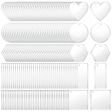 200 Pieces Acrylic Keychain Blanks Blank Acrylic Clear Keychain Pendants for DIY Projects