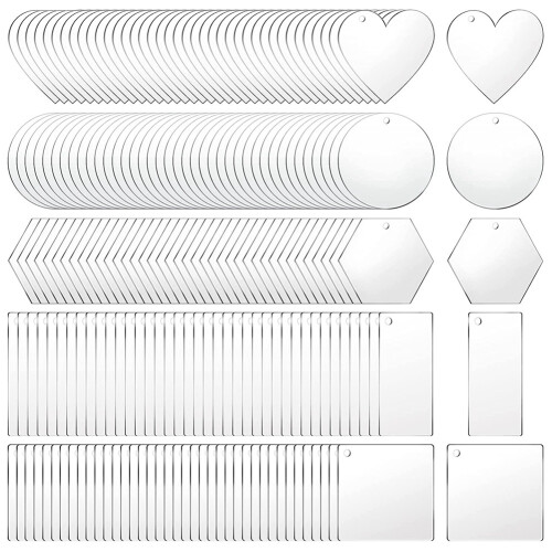 200 Pieces Acrylic Keychain Blanks Blank Acrylic Clear Keychain Pendants for DIY  Projects