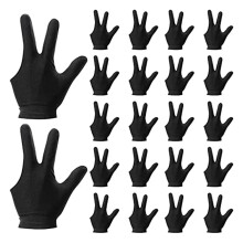 22 Stuks Biljarthandschoenen 3 Vingercue Shooter Poolhandschoenen Sporthandschoenen voor Dames en Heren Zowel Als Rechts, Zwart