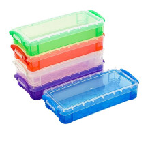 Caja de Lápices de Plástico de Gran Capacidad, 10 Uds., Estuche de Plástico Transparente para Lápices, Caja de Crayones con Tapa Hermética,