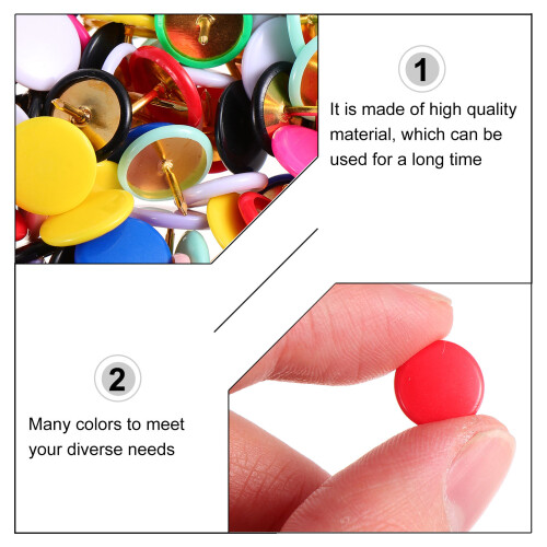 100Pcs Plastic Push Pins Assorted Color Flat Head DIY Craft Thumbtacks 2
