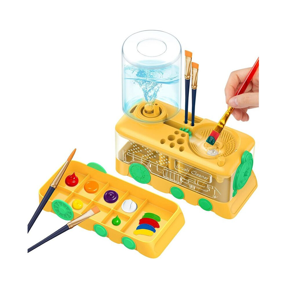 Upgraded Cartoon Paint Brush Cleaner With Tray, Holder & Drain For Acrylic And Watercolor Painingts Yellow 4712225205080
