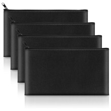 Money Pocket with Zipper, 11 X 6.5 Inch PU Leather Cash Bag, Safe Bank Pocket for Coins, Bills, Checks,Cosmetics,Tools A