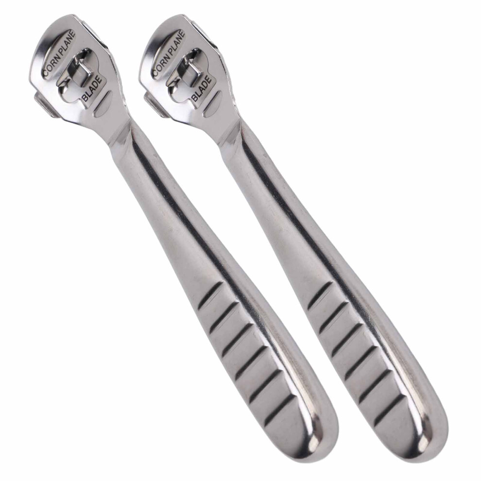 2pcs Stainless Steel Foot Callus Removers with Ergonomic Anti-Slip Handles