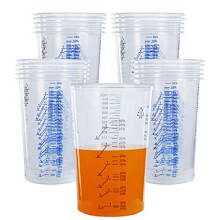 32 Oz (1000Ml) Wegwerp Flexibele Heldere Gegradueerde Plastic Mengbekers Gebruik voor Verf Hars Epoxy Mengverhoudingen, 25 Pack
