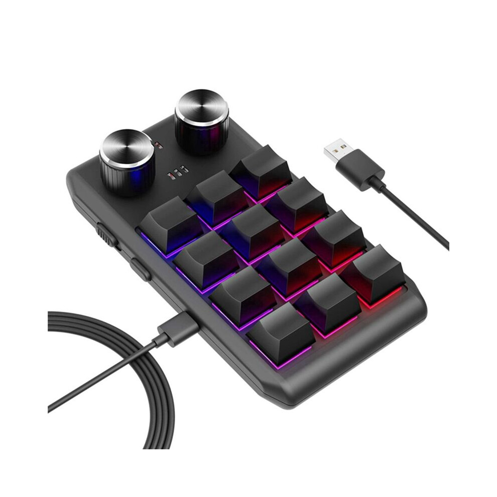 Custom Keyboard Volume Button Knob Programming Macro Gaming Hotswap Keypad 12 Keys 2 Knob Black 4711852810773