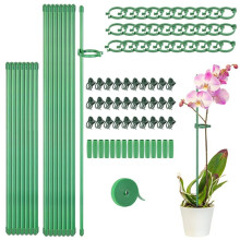 Plant Stakes Sets, Plant Sticks with Connect Pipe for Indoor and Outdoor Plants, Green Adjustable Plant Support Stake