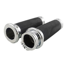 Uchwyty Motocyklowe 1 Cal 25Mm Uchwyty Kierownicy Gumowe do Touring Road King Bobber Cafe Racer Srebro