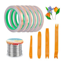 Buntglas-Set, 6 Größen, Kupferfolien-Klebebänder, 1 Rolle Lötzinn für Buntglas, 4 Kunststoffschaber zum Selbermachen