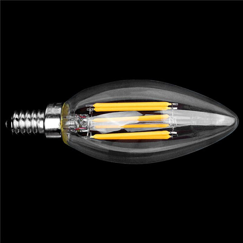 4X Dimmable E12 6W COB Edison Candle Flame Filament LED Light Bulb Lamp 10x3.5cm 1