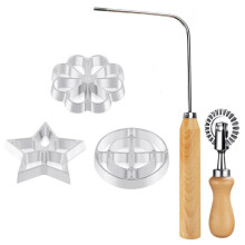 Rosettes Timbale Set, Lotus Flower Bunuelos Cookie Maker Mold with Pasta Cutter Wheel, Funnel Cake Maker Kit
