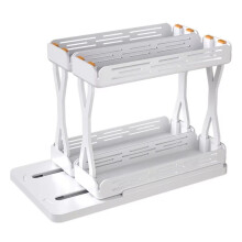 2-Tier Rotating Spice Rack - Detachable Plastic Seasoning Storage Organizer for Kitchen Cabinets, Space-Saving Design