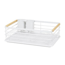 Kitchen Table with Detachable Drip Tray, Tableware Rack, White Dish Drain Rack, Multifunctional Tableware Storage Rack