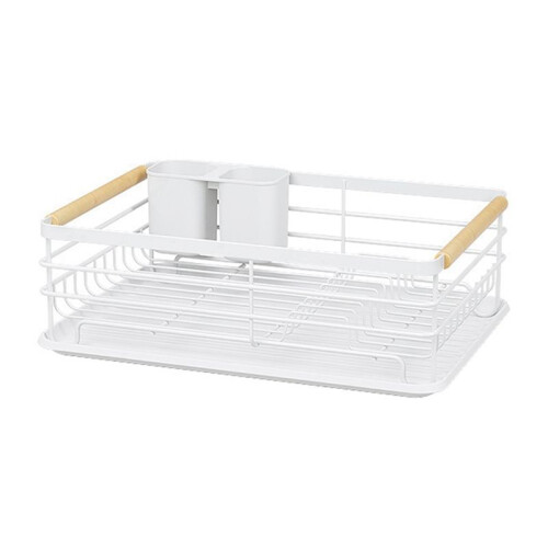 Kitchen Table with Detachable Drip Tray, Tableware Rack, White Dish Drain Rack, Multifunctional Tableware Storage Rack