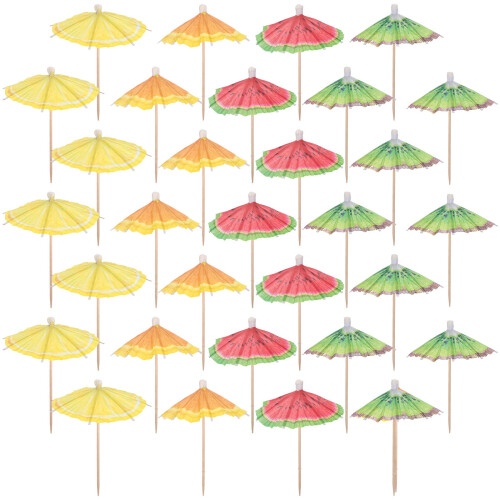40Stk Bunte Cocktail Picks Holz Schirmchen Obst Deko Partyspaß 1