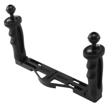 2X Dual Vano Portaoggetti Subacqueo / Presa Della Macchina Fotografica Subacquea Tenuta del Mano Stabilizzatore Impermeabile con Doppia per Custodia