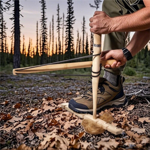 Fire Making Tool Outdoor Emergency Fire Tool Wood Drilling Fire Making Tool Survival Emergency Ignitor Kit