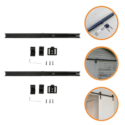 Barn Door Hardware Kit Black 2 Sets 12.2x0.8in 1