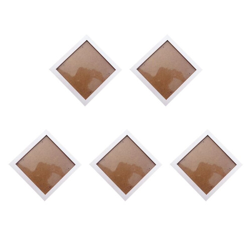 5X Moldura Quadrada Grossa de Madeira de Pinho Moldura de Parede (Branca, 6 Polegadas)