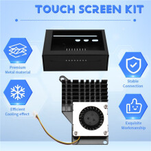 4 Set 3.5 Inch MHS Touch Screen for Raspberry Pi 5, with Metal Case and Active Cooler Black Radiator