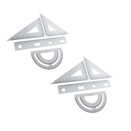 2Sets Langlebiges Metall Lineal Set Für Schule Büro Silber 1